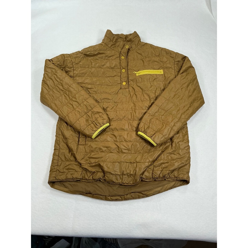 OFFLINE by Aerie Quilted Puffer Pullover Jacket Brown Lime Green Medium 1619